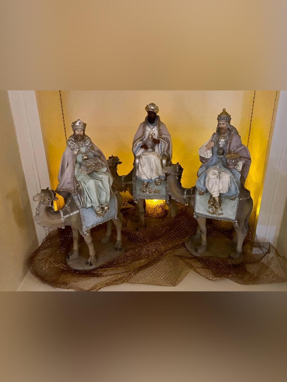 Three Wise Men on Camels Nativity Magi Figures, Set of 3 Large 18in Resin